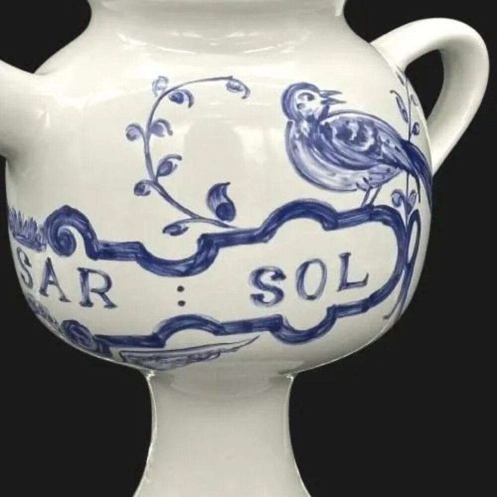 Vintage 1989 Lilly "Syr Rosar Sol" Apothecary Jar Pitcher Made in Portugal Ceram - Picture 4 of 8